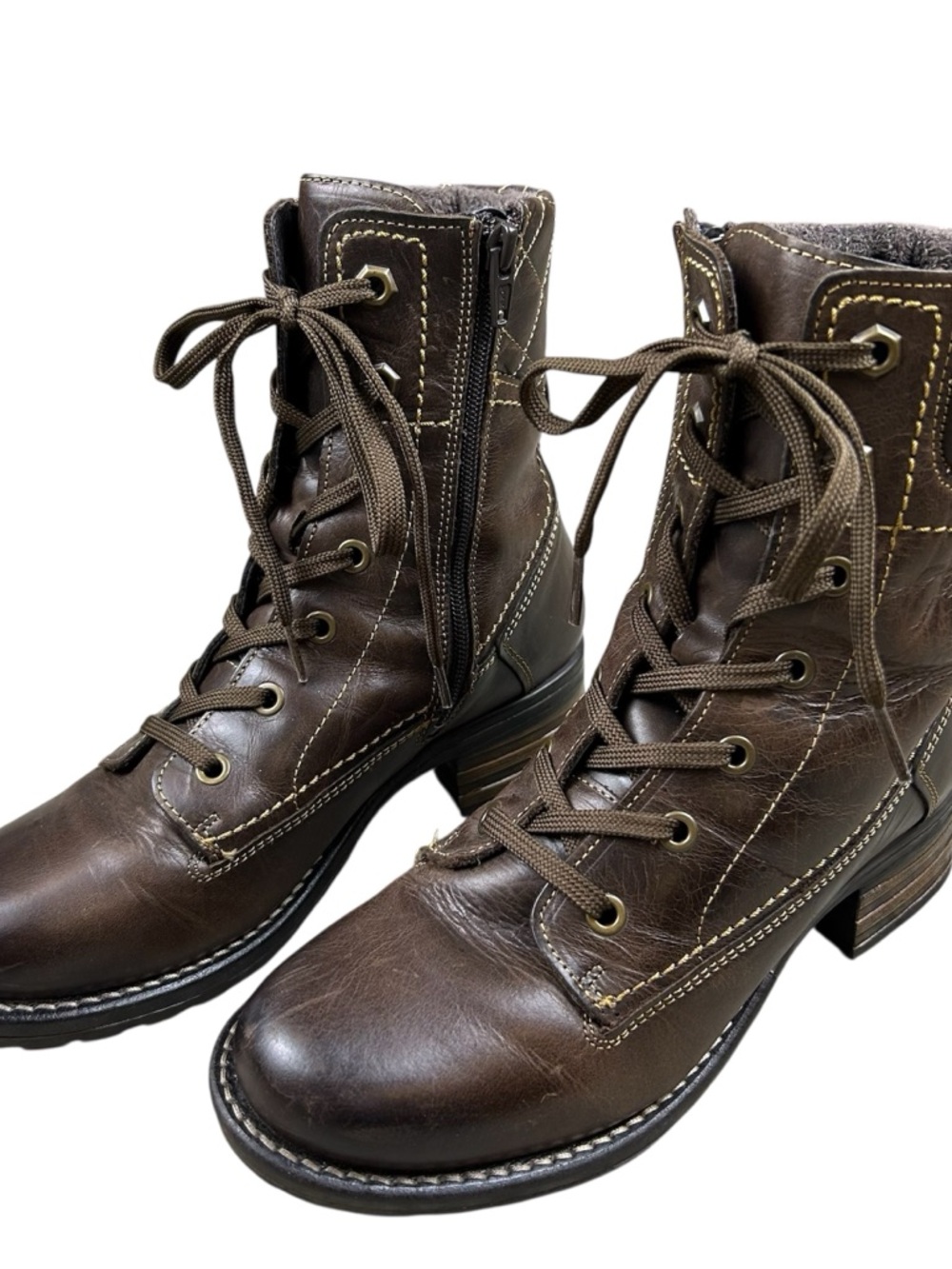 Taos Quilted Leather Ankle Boots Chocolate Brown - Size EU 37/US 6-6.5